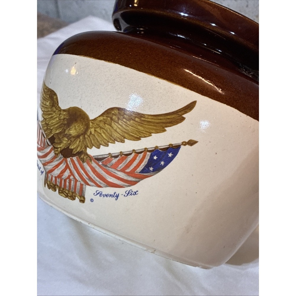 VTG McCoy Spirit of 76 Carved Wooden Eagle USA Cookie Jar Bean Pot No Lid - Picture 3 of 11